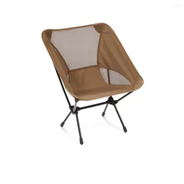 Camp Furniture pliable chaise de camping portable entièrement coussin avec dossier en maille pour la cour de jardin de plage extérieure marron