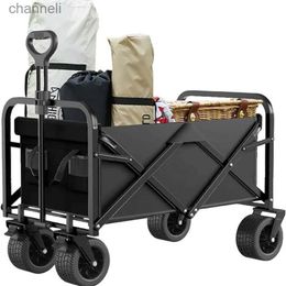 Camp Furniture Chariot pliable et pliable, charge de 330 lb, chariot de plage utilitaire robuste pour le sable avec de grandes roues, poignée réglable YQ240330