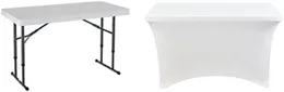 Camp Furniture Table utilitaire pliante réglable en hauteur commerciale 4 pieds en granit blanc Iceberg IGear Housse en tissu extensible