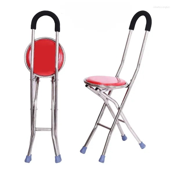 Muebles de campamento muletas sillas bastones para personas mayores taburetes multifuncionales de cuatro patas antideslizantes para personas pueden sentarse