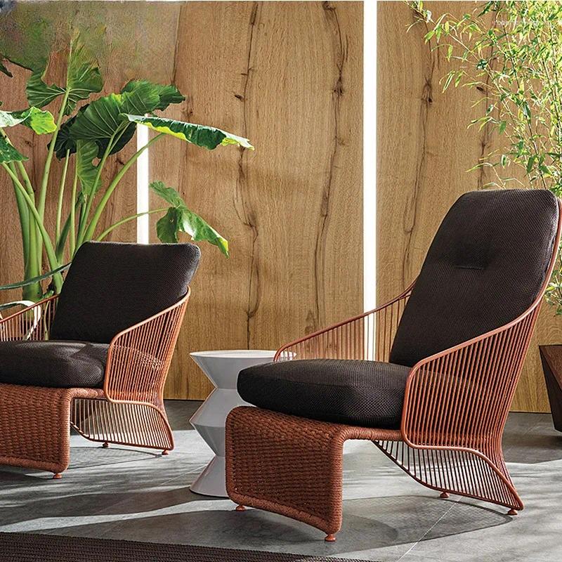 Camp Furniture Custom Designer Outdoor Rattan Sofa Chair Casual Fashion Model Villa Creative Art