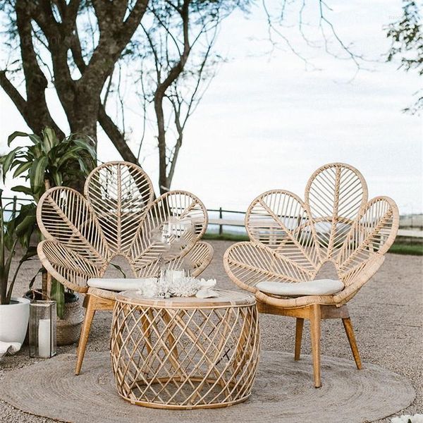 Chaises de plage en osier de pétale de concepteur de meubles de camp Chaise de balcon de cour moderne de jardin de loisirs de plein air nordique