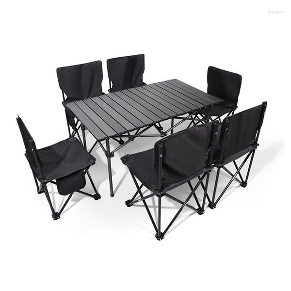 Camp Furniture Duge Table de Camping Pliante portative extérieure et Ensemble de Chaises Ensemble d'outils de Barbecue Cuisson combinée adaptée à la Famille de Construction d'équipe