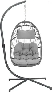 Camp Furniture Egg Swing Swing with Stand Rattan Wicker suspendu pour le panier de patio à chambre extérieure intérieure