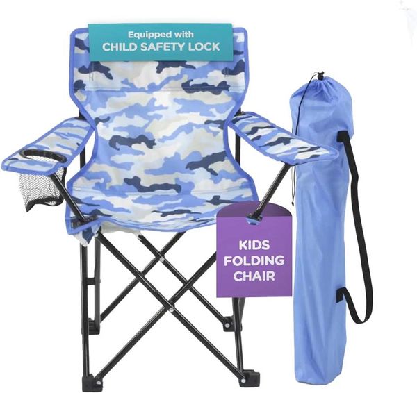 Camp Furniture Chaise de plage Emily Rose |Pliant pour les garçons et les filles avec support de verrouillage de sécurité pour enfants, étui de transport robuste et Portable