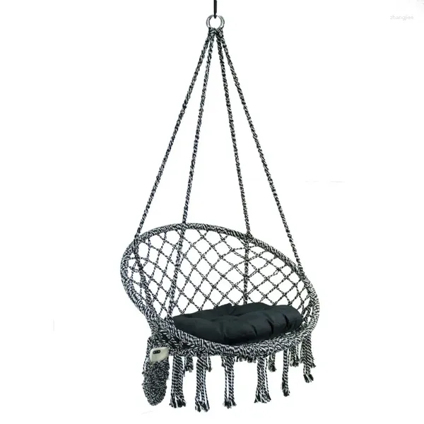 Camp Furniture Equip Deluxe - Hamaca de macramé para exteriores, silla colgante de algodón, multicolor, tamaño 31,5 pulgadas de largo x 24 pulgadas de ancho, capacidad de 250 libras