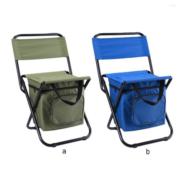 Mobilier de camping Chaise de camping pliable Tissu Oxford Randonnée Pique-nique Sac à dos Dossier haut Siège confortable Organisateur de boissons Pochette Bleu