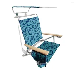 Kampmeubilair Opvouwbare strandstoel met luifel Opbergtas Bekerhouder 5 liggende posities 275 lb Capaciteit 31,00 x 25,50 30,50 inch