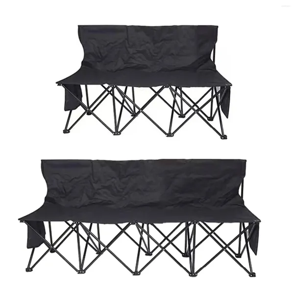 Mobilier de camp Chaise de banc pliante avec support dorsal Tuyau en acier en tissu Oxford Sports portables pour événements Jeux de football en plein air Pelouse Plage