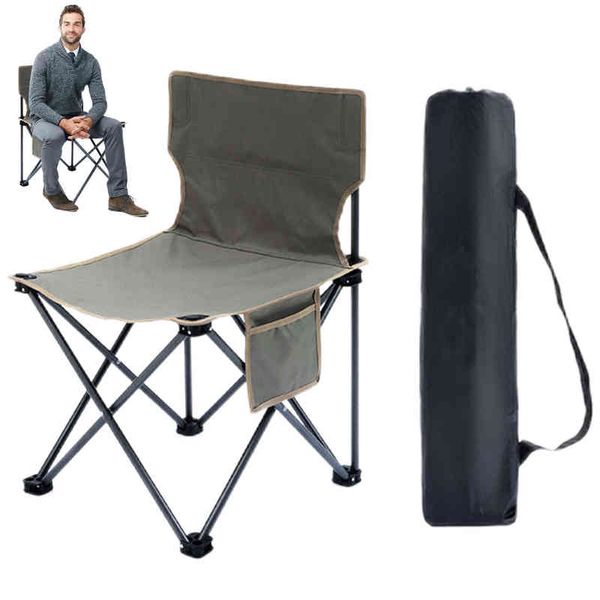 Mobilier de camp Chaise de camping pliante Chaise rembourrée robuste surdimensionnée avec sac de rangement pour porte-gobelet Épaissir 600D Tabouret de dossier de pêche Oxford 0909