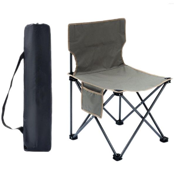 Mobilier de camp Chaises de camping pliantes 600D Oxford Fournitures surdimensionnées Chaise de plage extérieure avec porte-gobelet Sac de rangement Tabouret de pêche Dossier