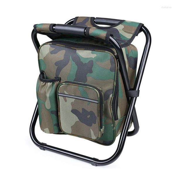 Taburete plegable para muebles de campamento, mochila, bolsa térmica aislada, silla plegable para acampar y pescar con bolsillo frontal y botella para exteriores