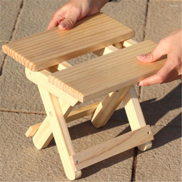 Muebles de campamento Taburete plegable Madera Portátil Hogar Sólido Silla de pesca Pequeño Banco Cuadrado Niños Kindergarten