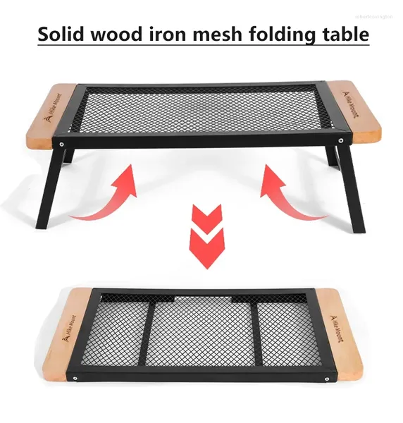 Muebles de campamento Mesa plegable Camping Outdoor Ultra Light Wood Wood Wood Iron Mesh Picnic Mini Café Pequeño Té pequeño