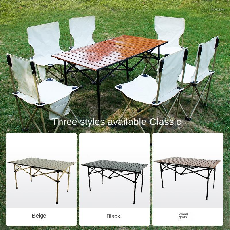 Camp Furniture Folding Table Outdoor Portable Carbon Steel Long Barbecue Ground Camping Car Home