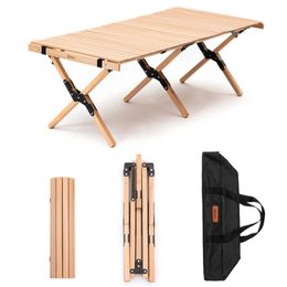 Kampmeubilair vouwen houten tafel draagbare buiten binnenshuis All-Purpose opvouwbare picknicktafel cake rol houten tafel in een zak voor picknick camping 230210