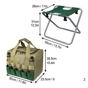 Camp Meubles Chaise de jardin avec outils Sac de rangement Mtipurpose détachable pliable grande capacité tabouret de pêche fourche