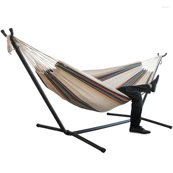 Mobilier de camp Balançoires de jardin Camping Hamac de couchage Chaise suspendue Balançoire brésilienne extérieure Support en métal Hamacs de plage Cocoon