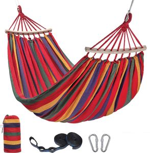 Muebles de campamento Hamaca para acampar al aire libre Jardín Patio Patio Hamacas portátiles Lona Raya Cama colgante Hamaca Doble Columpio para personas individuales 230919