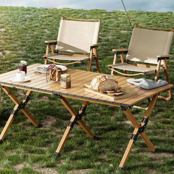 Muebles de campamento Hogar/Camping al aire libre Grano de madera Silla plegable de aleación de aluminio Pesca portátil Respaldo de playa