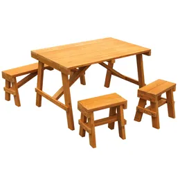 Camp Furniture Kidkraft Wooden Outdoor Picnic Table avec trois bancs Patio Amber pour les 3 ans
