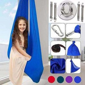 Camp Furniture Kids Cotton Swing Hammock For Autism ADHD ADD Therapy Cuddle Up Sensory Child Elastic Parcel Steady Seat Chairtoy