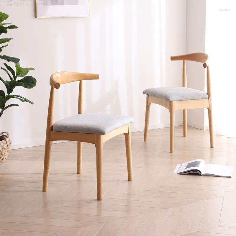 Lägermöbler LCL259 Solid Wood Horn Chair Back Stool Home Nordic Dining Light Luxury About Desk Restaurant Table