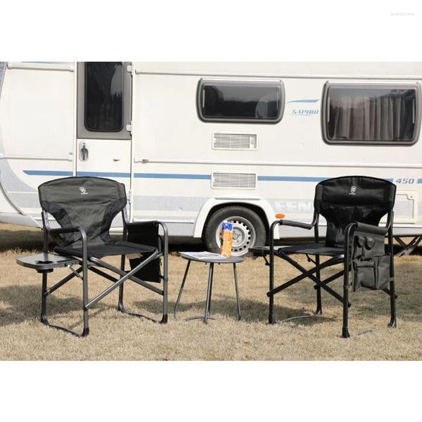 Meubles de camping, chaises d'extérieur pliantes légères en aluminium, avec Table d'appoint et pochette de rangement, Supports robustes 350lb