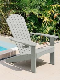 Camp Furniture Lue-Bona Adirondack Blue Patio stoel met aanpas Cuphouder Outdoor Waterdichte Modern Beach Recliner resistent voor Law Garden