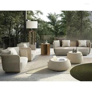 Camp Furniture Canapé de jardin extérieur de luxe en rotin avec coussin confortable - Ellia