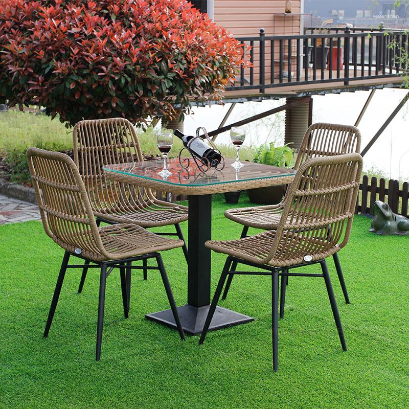 Meubles de camping chaises d'extérieur en rotin de luxe nordique minimaliste moderne en fer forgé loisirs chaise de jardin balcon plage Sillas