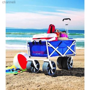 Camp Furniture MacSports Chariot de plage utilitaire tout terrain pliable et robuste, bleu/blanc YQ240330