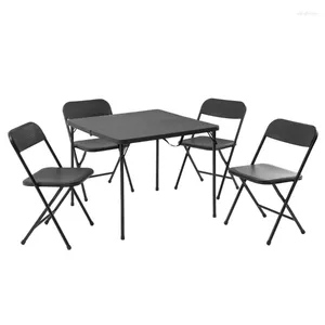 Camp Furniture Mainstays Ensemble table pliante et quatre chaises en résine 5 pièces pour patio Noir