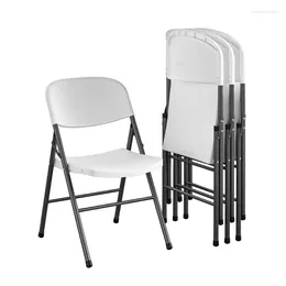 Camp Furniture Mainstays Silla plegable de resina premium, paquete de 4 bancos de jardín blancos