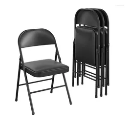 Camp Furniture Mainstays Silla plegable de vinilo (paquete de 4) Negro