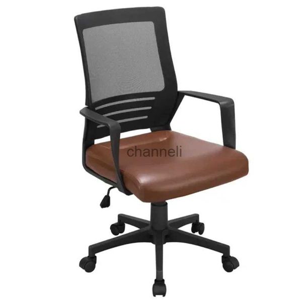 Camp Furniture MART Chaise de bureau pivotante ergonomique en maille réglable à dossier moyen avec soutien lombaire et siège d'ordinateur marron YQ240315