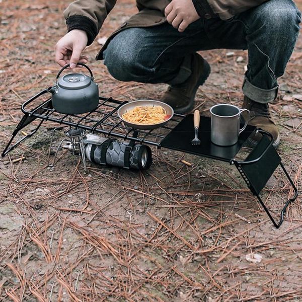 Muebles de campamento Mini estufa soporte de estante mesa plegable portátil altura ajustable accesorios al aire libre para acampar pesca viajes