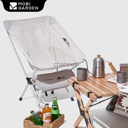 Camp Furniture MOBI GARDEN Camping chaise de lune pliante en alliage d'aluminium 1 kg tabouret portable 600D Oxford tissu résistant à l'usure chaise de pêche en plein air YQ240315