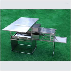 Muebles de campamento Cocina móvil Vehículo de viaje Mesa plegable al aire libre Utensilios de leva Equipo portátil Equipo de picnic Suministros Drop Entrega DH89O