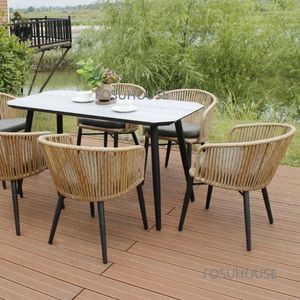 Muebles de campamento Silla de ratán al aire libre moderna para mesa de balcón/silla traje de tres piezas combinación El patio jardín mimbre