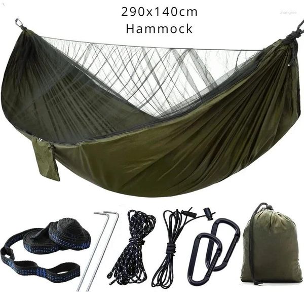 Muebles Camp Mosquito Hammock Net Easy Set 290x140cm con 2 correas de árboles hamacas livianas protactorias Viajes de campamento al aire libre