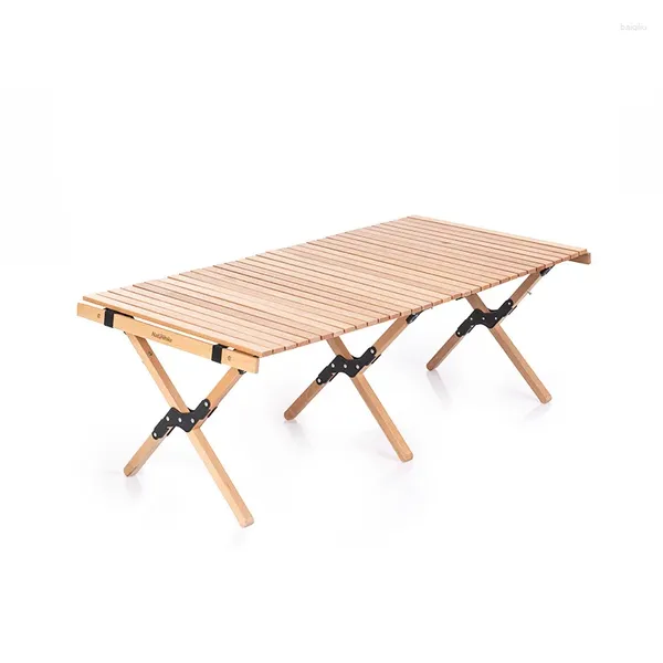 Muebles de campamento Naturehike Mesa enrollable para huevos Mesas de madera para acampar plegables y resistentes Mesa de picnic con estructura triangular Mesa de picnic con rodamiento de 30 kg Jardín estable