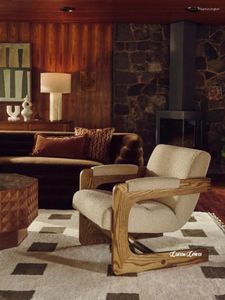 Meubles de Camp nordique minimaliste, chaises de loisirs en bois massif, canapé simple, réception pour famille d'accueil Els