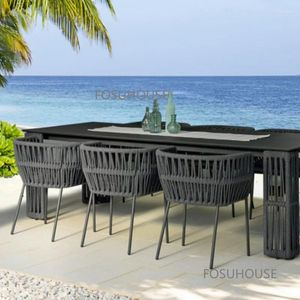 Camp Furniture Nordic Outdoor Rattan chaise de trois pièces Sunshine Room Loisking Courtyard Beach Combination TG