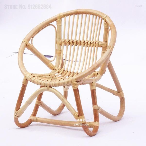 Mobilier de camp chaise pour enfants en rotin nordique maison petite Ins pographie chaises de balcon fauteuil Design en osier fait à la main