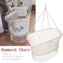 Meubles de camp Style nordique né intérieur et extérieur coton corde hamac suspendu chaise balançoire bébé berceau lit à bascule