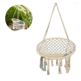 Meubles de camp Style nordique hamac balançoire chaise Kit de suspension maison extérieur Beige coton tricot jardin glands corde balcon
