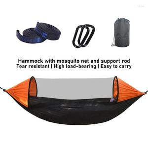 Kampmeubilair Nylon Militaire hangmat 2 -persoons CAM Hangende ADT's met muggen Net Support Rod Tent 280x140cm Drop Delivery Sports Out OtWT4