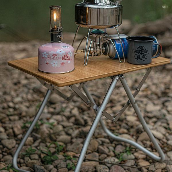 Camp Furniture Offweek Outdoor Camping Portable Pliage Table Picnic Bamboo barbecue en aluminium Small Square