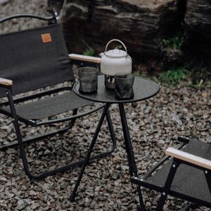 Mobilier de camping extérieur en alliage d'aluminium pliant petite table ronde Portable relevable Camping auto-conduite fournitures d'équipement de voyage